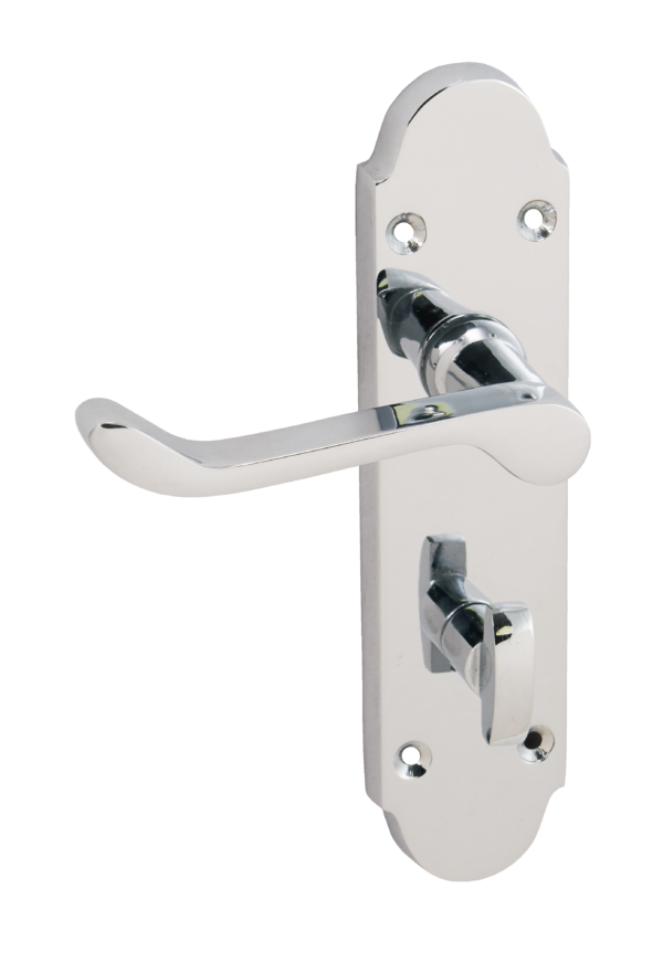 Chromaxe Lever on Backplate Door Handle Polished Chrome 170x42mm