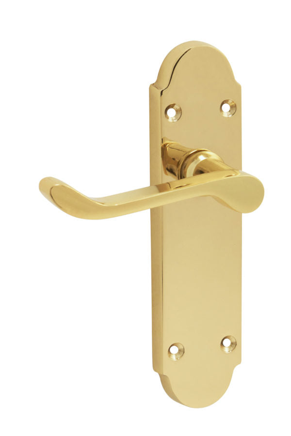 Chromaxe Lever on Backplate Door Handle Polished Brass 170x42mm