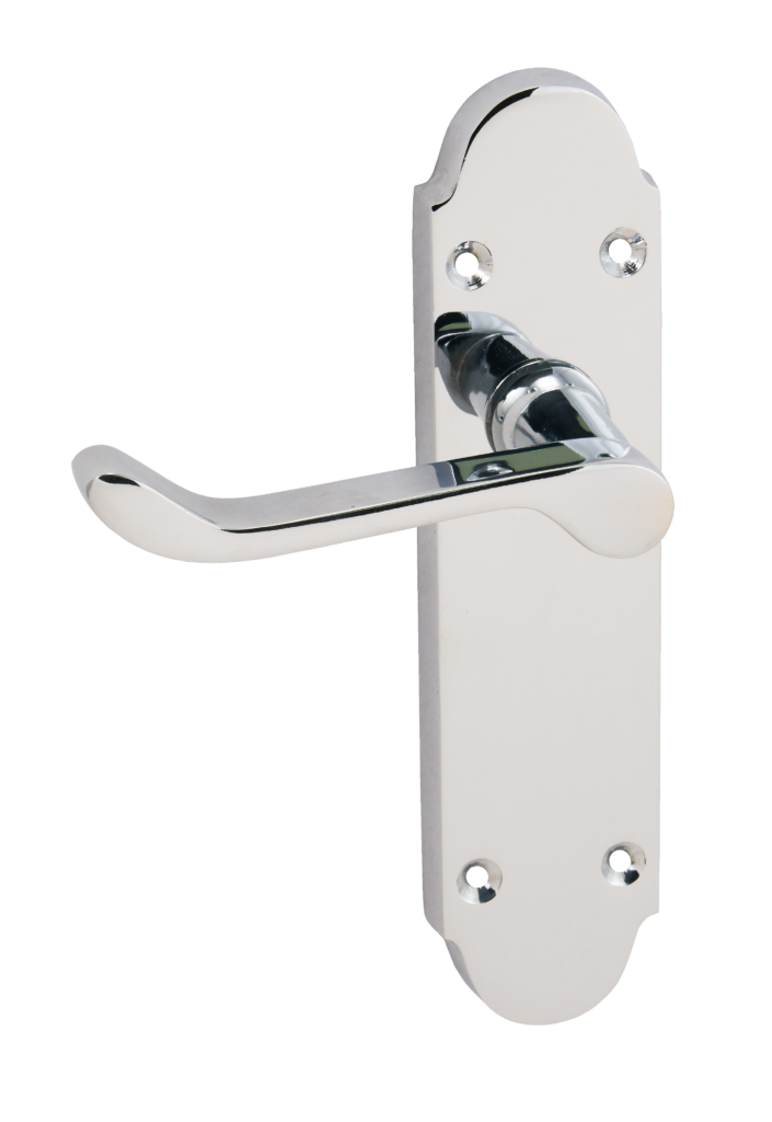 Chromaxe Lever on Backplate Door Handle Polished Chrome 170x42mm