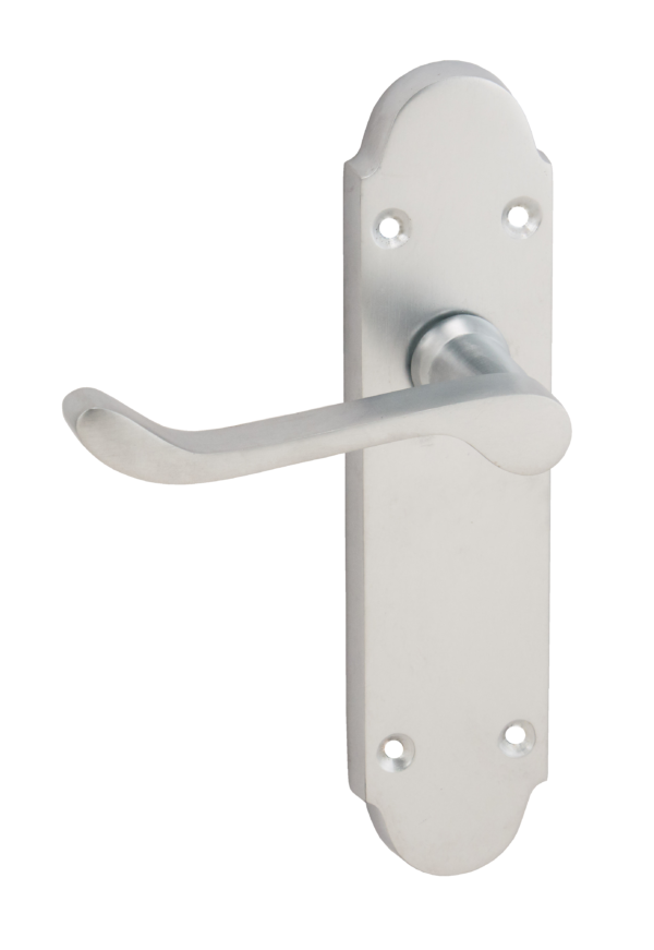 Chromaxe Lever on Backplate Door Handle Satin Chrome 170x42mm