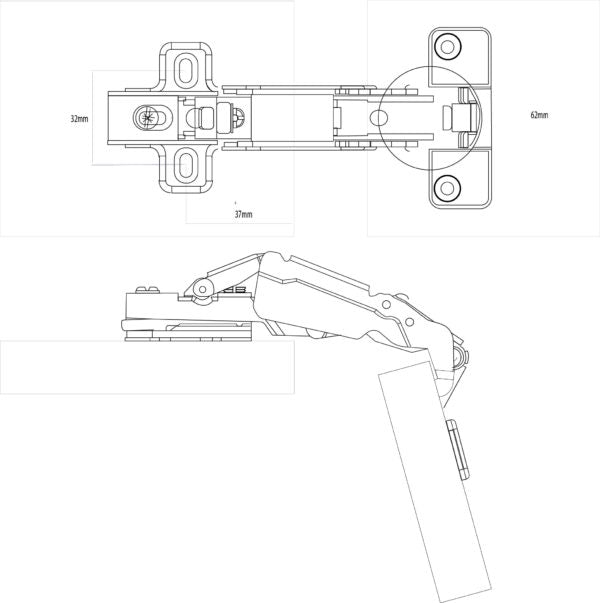 Clip-On 165° Cabinet Hinge 35mm – Full Overlay (Pack of 2)