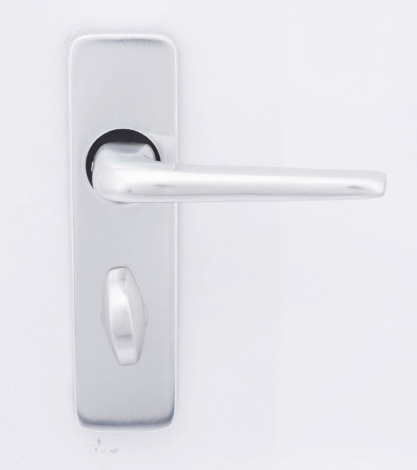 Concealed Bathroom Lever on Backplate Handle 1000 Series Satin Aluminium 154x40mm