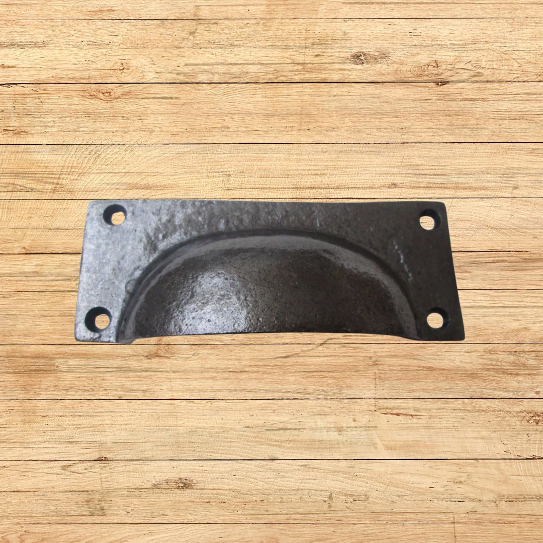 Small Plain Rectangular Cup Handle Antique Iron
