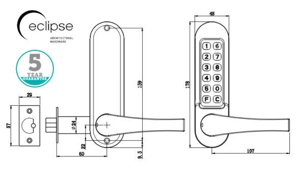 ED50 Lever Handle Digital Lock Keyless Clutch Door Lock
