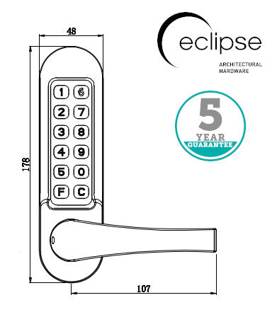 ED50PK Digital Lock for Panic Hardware Heavy Duty Keyless Lever Lock Satin Chrome