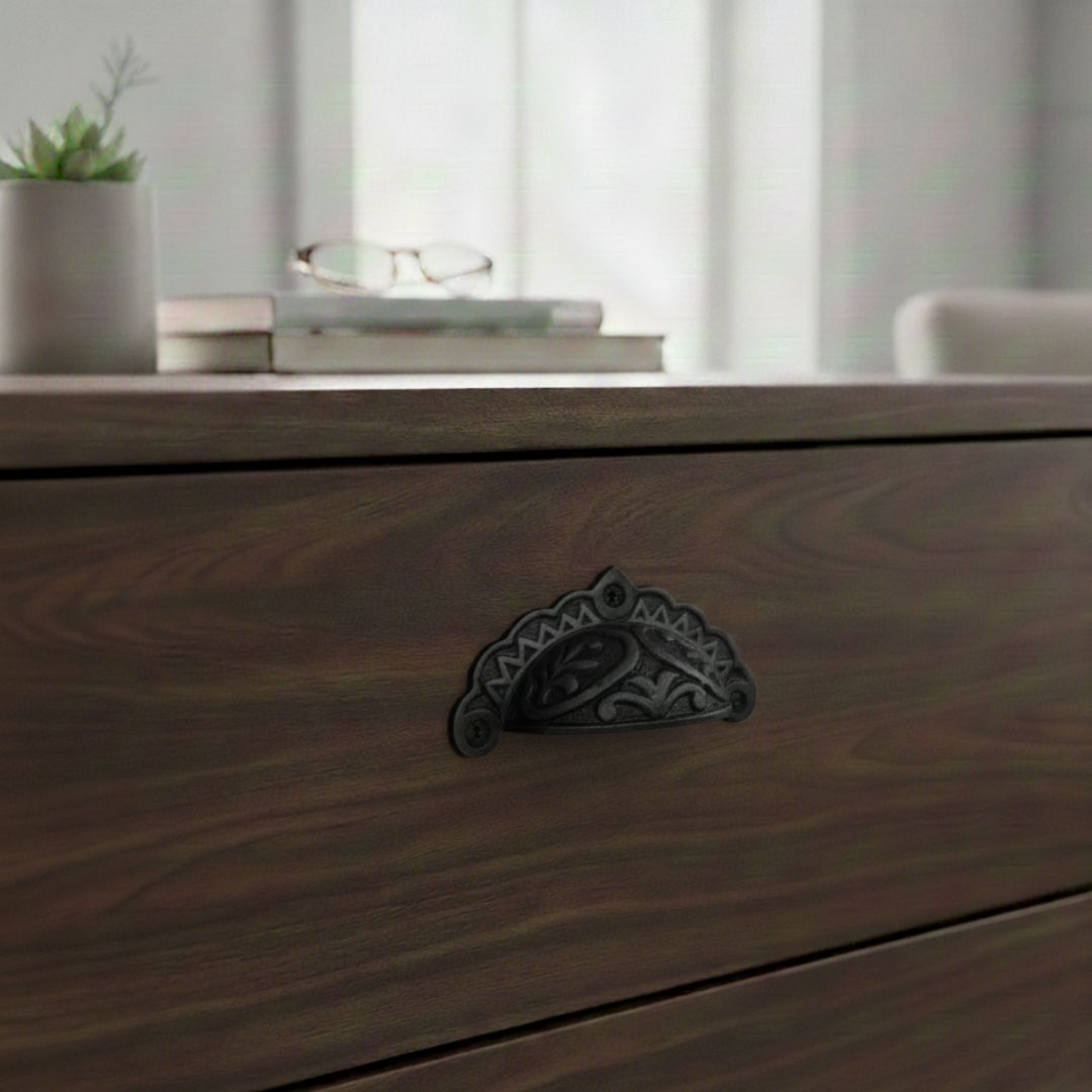 Edwardian Cup Pull Handle Black Antique Finish
