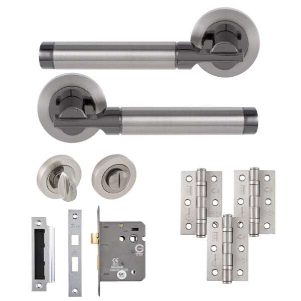 Elettra Door Lever Bathroom Pack with Hinges