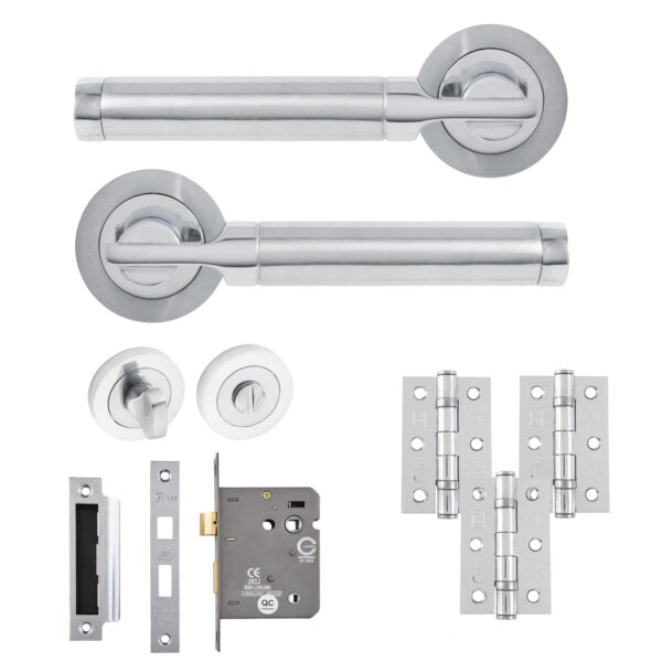Elettra Door Lever Bathroom Pack with Hinges