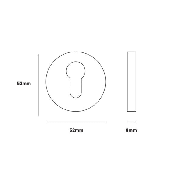 Euro Profile Escutcheon Satin Stainless Steel Clip-On Rose 52x8mm Fire Rated