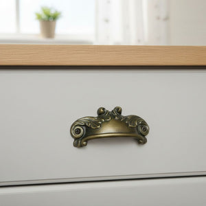 Feathered Cup Pull Handle Antique Brass