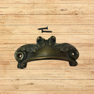 Feathered Cup Pull Handle Antique Brass