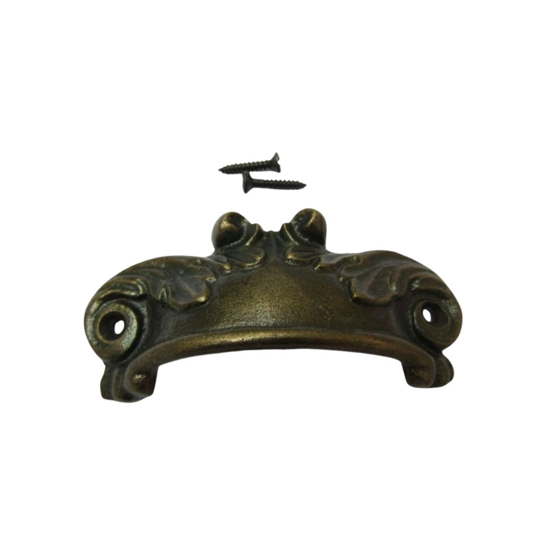 Feathered Cup Pull Handle Antique Brass