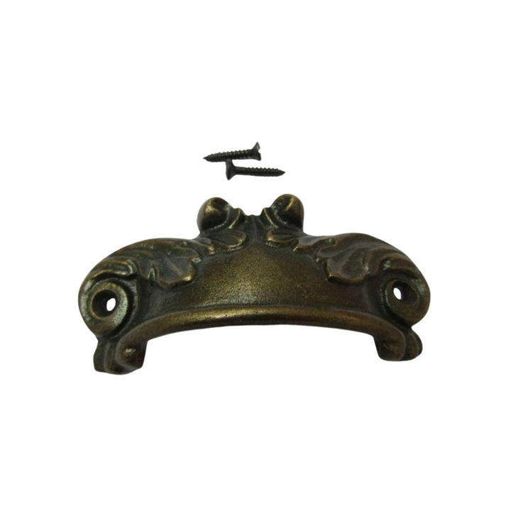 Feathered Cup Pull Handle Antique Brass