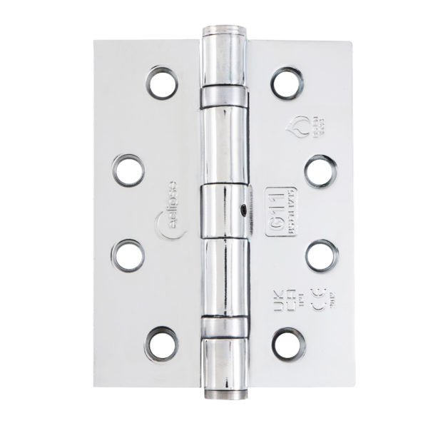 Fire Rated Ball Bearing Door Hinge 102x76x2.7mm Polished Brass Grade 11 Pack of 3