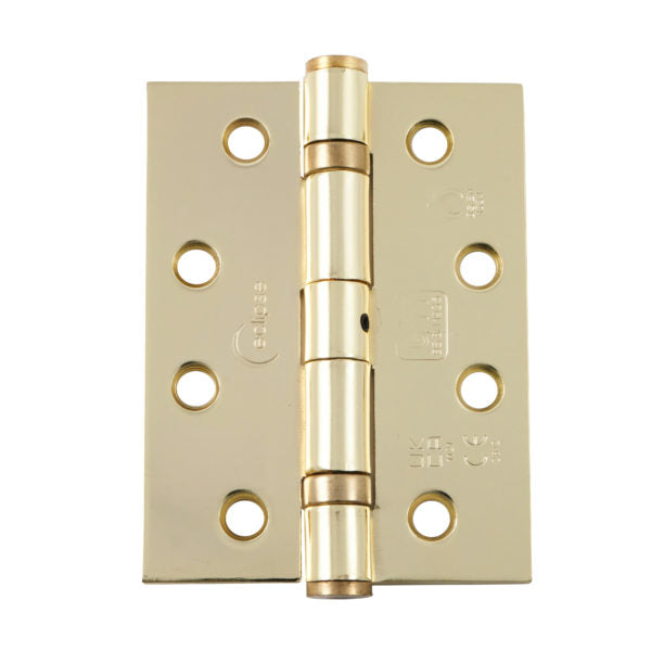 Fire Rated Ball Bearing Door Hinge 102x76x2.7mm Polished Brass Grade 11 Pack of 3