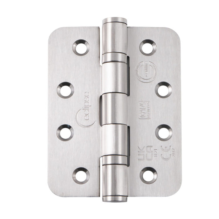 Fire Rated Ball Bearing Door Hinge Grade 14 Radius Heavy Duty Satin Stainless Steel