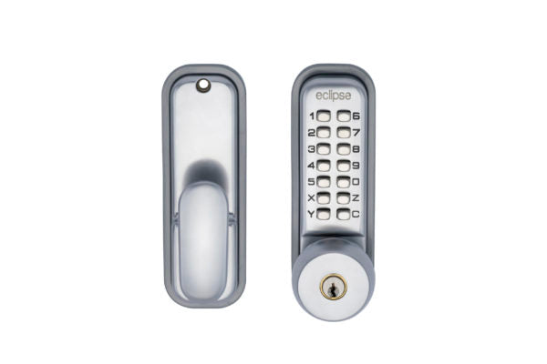 Fire Rated Key Override Digital Door Lock Keypad Lock with Backup Keys Satin Chrome