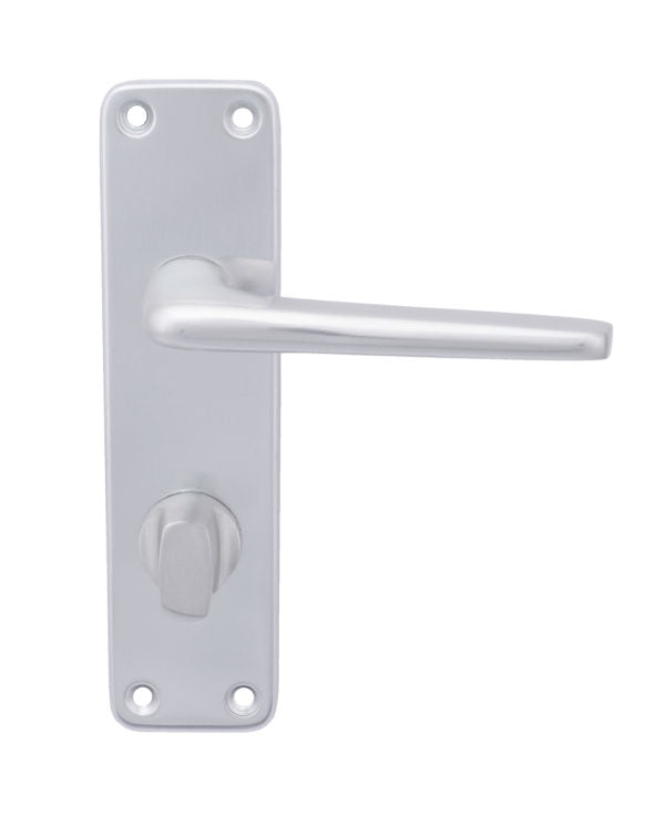 Fire Rated Lever on Backplate Bathroom/Privacy Door Handle 2000 Series Satin Aluminium