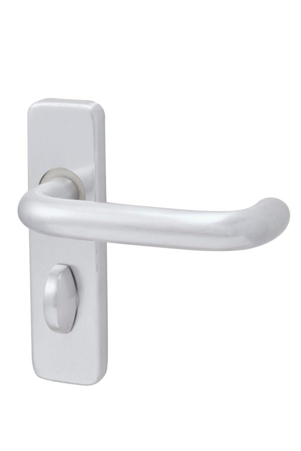 Fire Rated RTD Safety  Lever on Backplate Door Handle Satin Aluminium