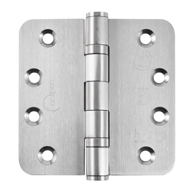 Fire Rated Radius Ball Bearing Door Hinge 102x102mm Grade 13 Satin Stainless Steel Pack of 2