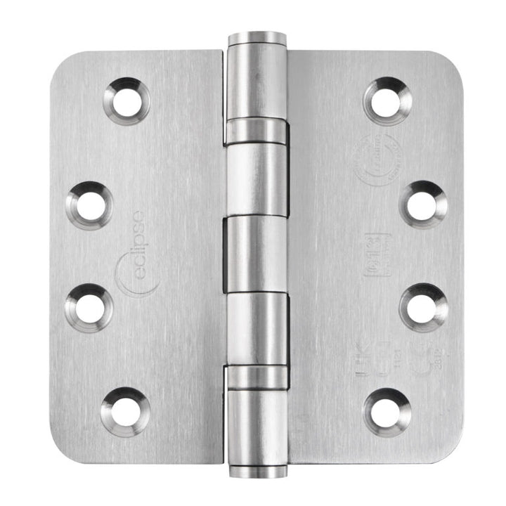 Fire Rated Radius Ball Bearing Door Hinge 102x102mm Grade 13 Satin Stainless Steel Pack of 2