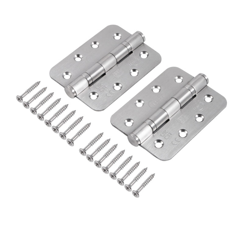 Fire Rated Ball Bearing Door Hinge Grade 14 Radius Heavy Duty Satin Stainless Steel