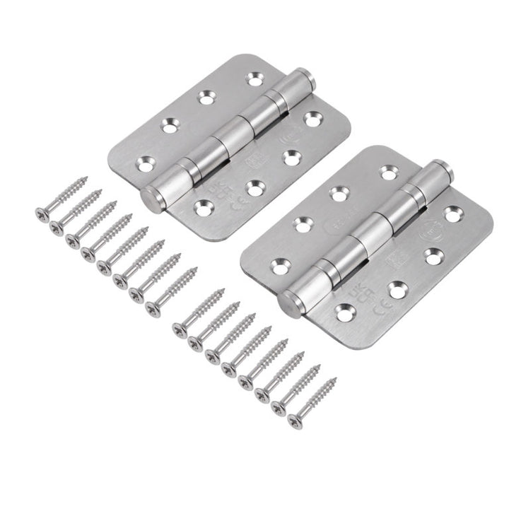 Fire Rated Ball Bearing Door Hinge Grade 14 Radius Heavy Duty Satin Stainless Steel