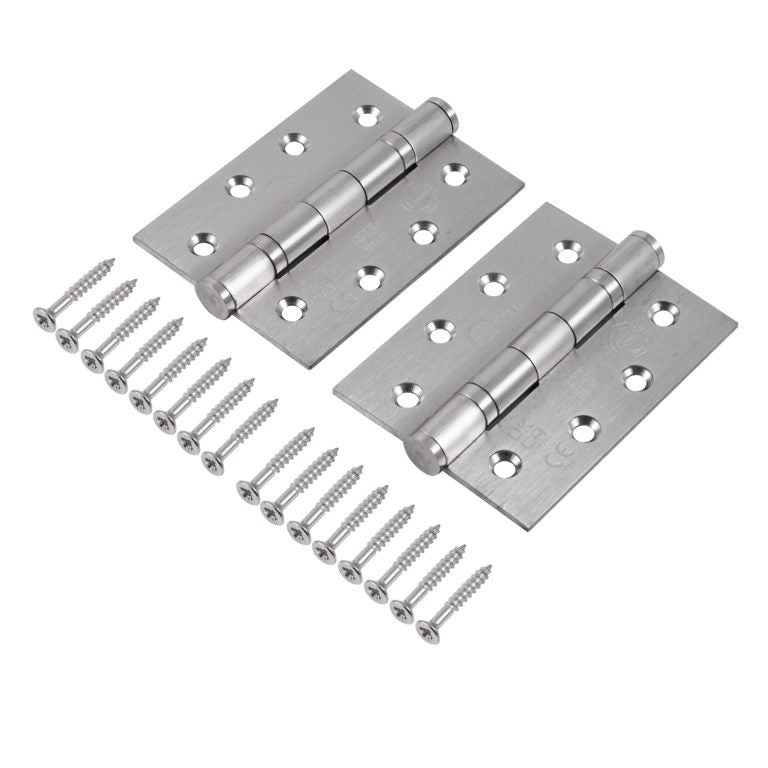 Fire Rated Ball Bearing Door Hinge Grade 14 Square Heavy Duty Satin Stainless Steel