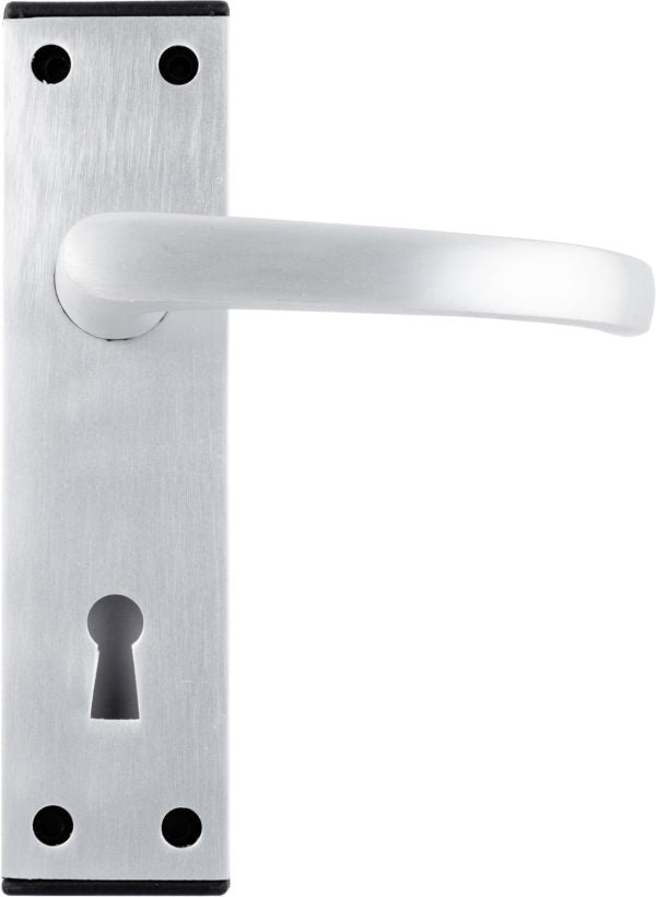 Fire Rated Black End Cap Lever on Backplate Door Handle Aluminium