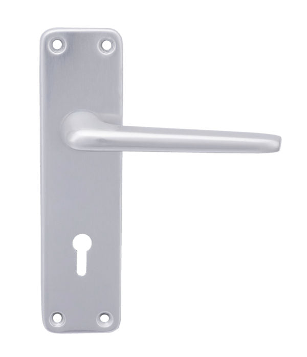Fire Rated Lever on Backplate Bathroom/Privacy Door Handle 2000 Series Satin Aluminium