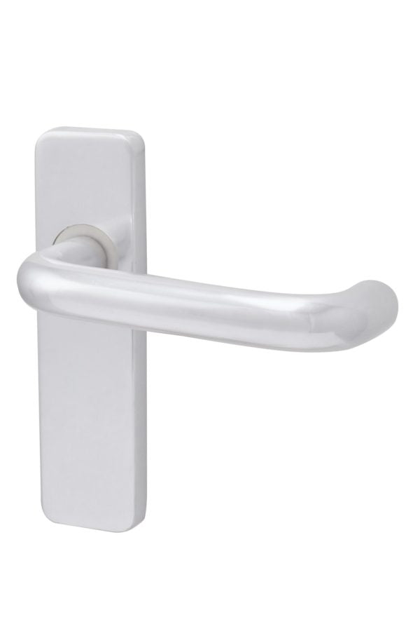 Fire Rated RTD Safety  Lever on Backplate Door Handle Satin Aluminium