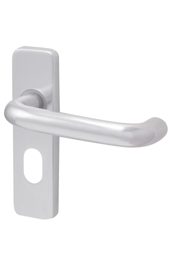 Fire Rated RTD Safety  Lever on Backplate Door Handle Satin Aluminium