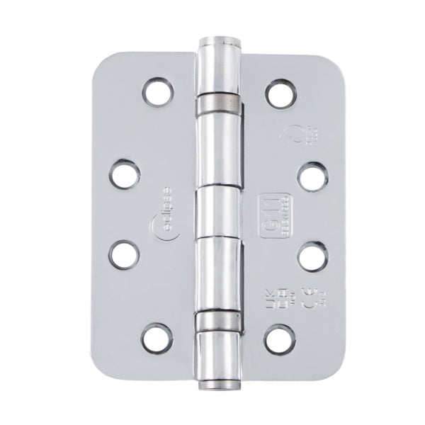 Fire Rated Radius Ball Bearing Door Hinge 102x76x2.7mm Polished Chrome Grade 11 Mild Steel