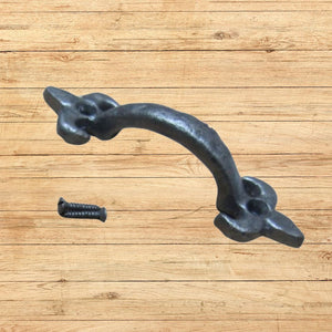 Fleur De Lys Cabinet Pull Handle Antique Iron 4"