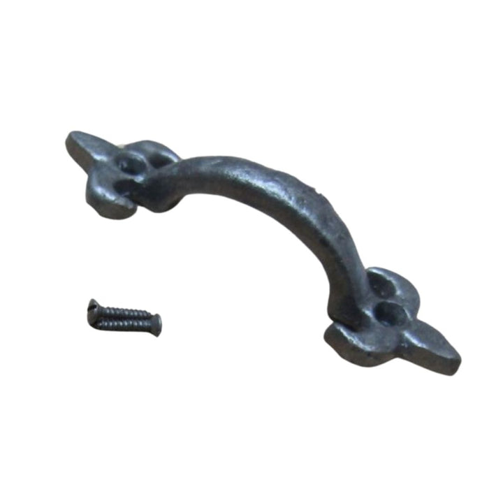 Fleur De Lys Cabinet Pull Handle Antique Iron 4"