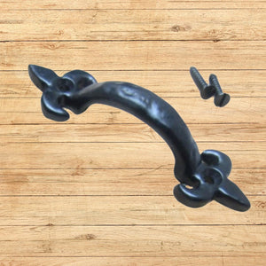 Fleur De Lys Cabinet Pull Handle Black Antique 4''
