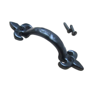 Fleur De Lys Cabinet Pull Handle Black Antique 4''