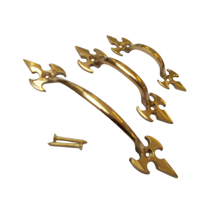 Fleur De Lys Cabinet Pull Handle Polished Brass 4"