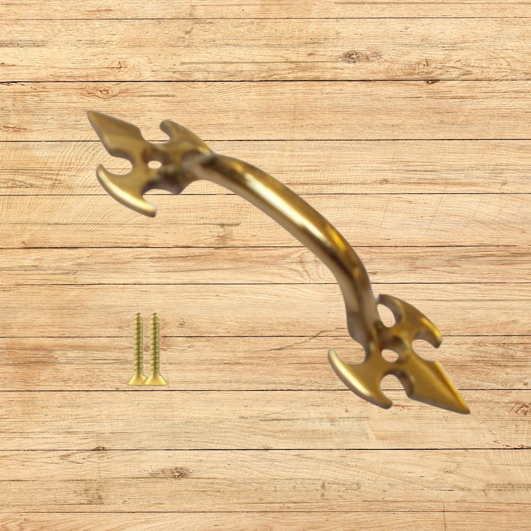 Fleur De Lys Cabinet Pull Handle Polished Brass 5"