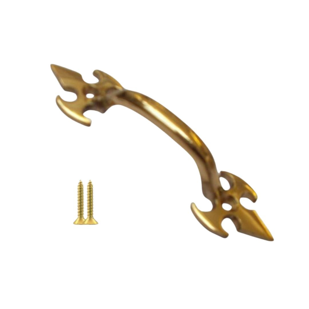 Fleur De Lys Cabinet Pull Handle Polished Brass 5"