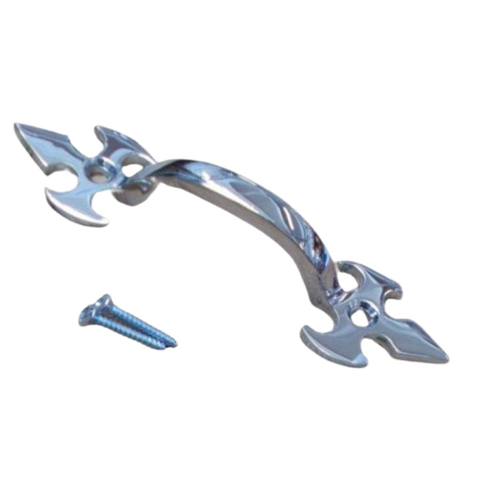 Fleur De Lys Cabinet Pull Handle Polished Chrome 4''