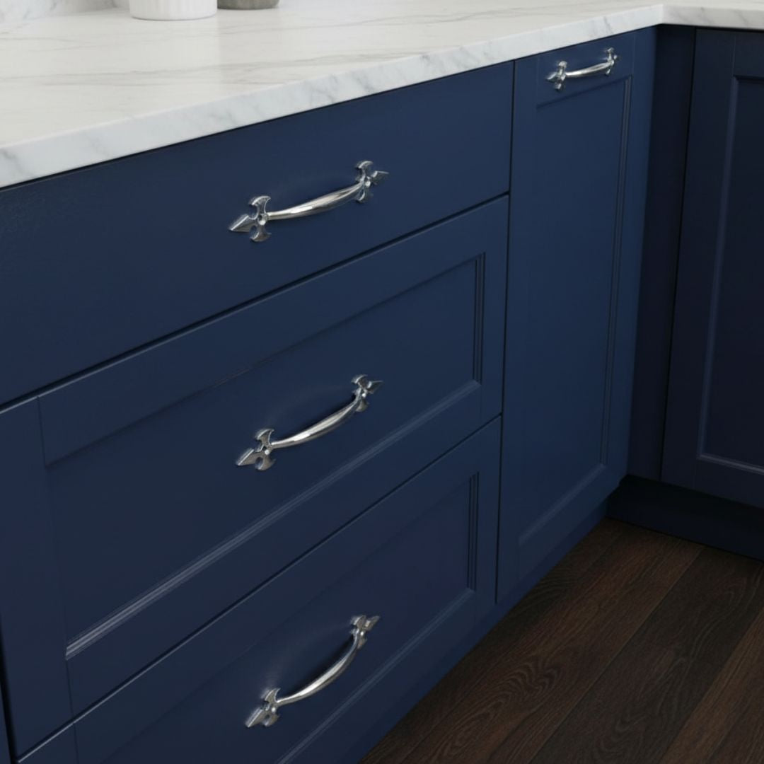 Fleur De Lys Cabinet Pull Handle Polished Chrome 6.5''