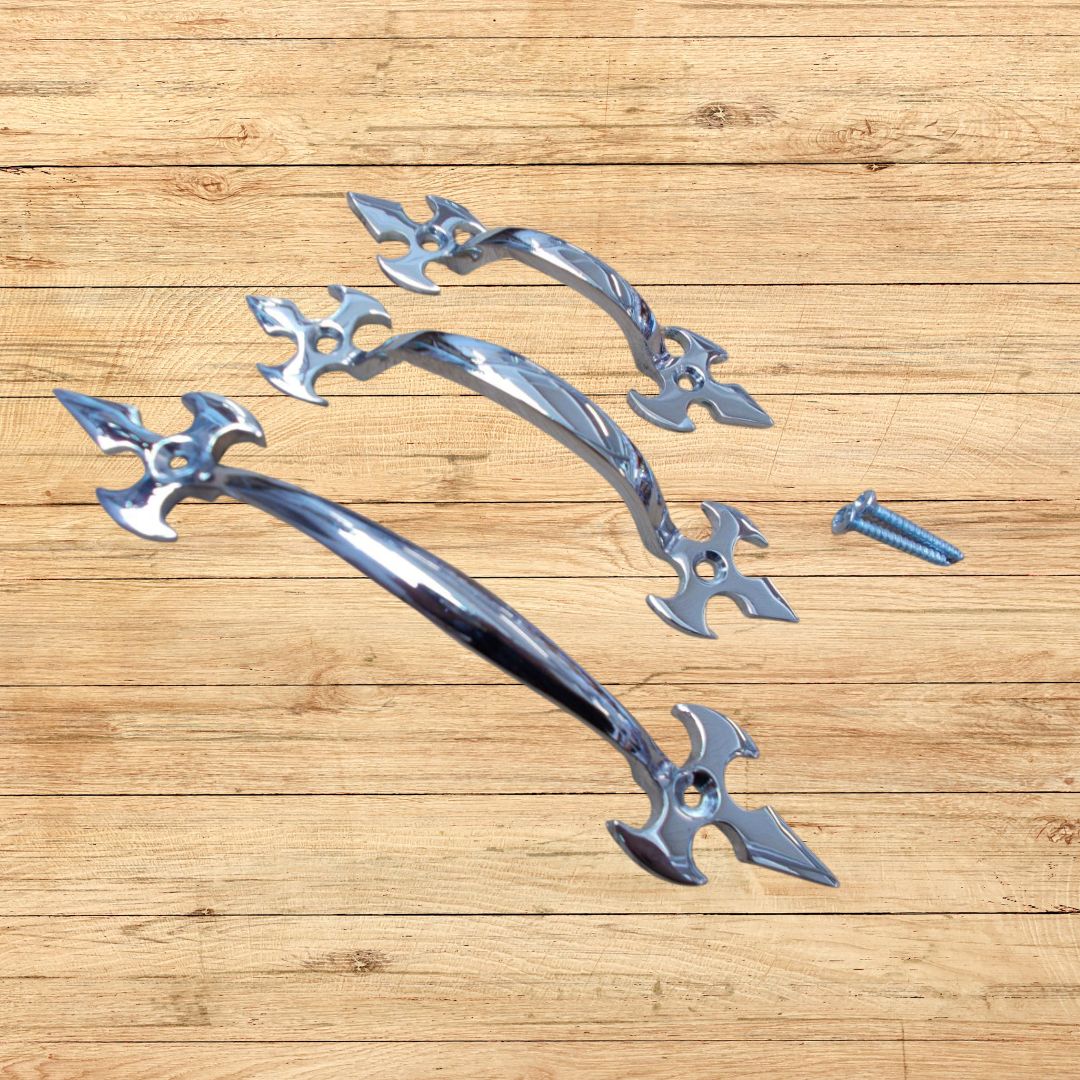 Fleur De Lys Cabinet Pull Handle Polished Chrome 6.5''