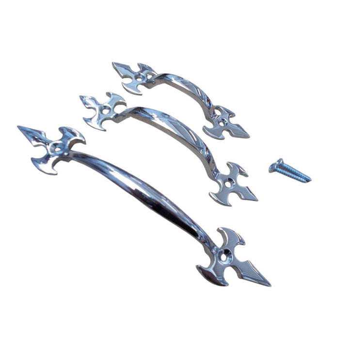 Fleur De Lys Cabinet Pull Handle Polished Chrome 6.5''