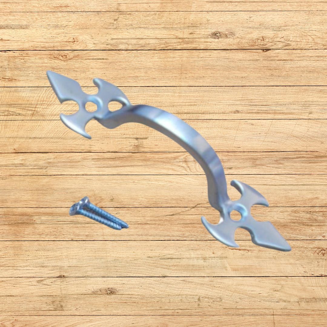 Fleur De Lys Cabinet Pull Handle Satin Chrome 4"