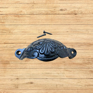 Floral Cup Pull Handle Black on Iron
