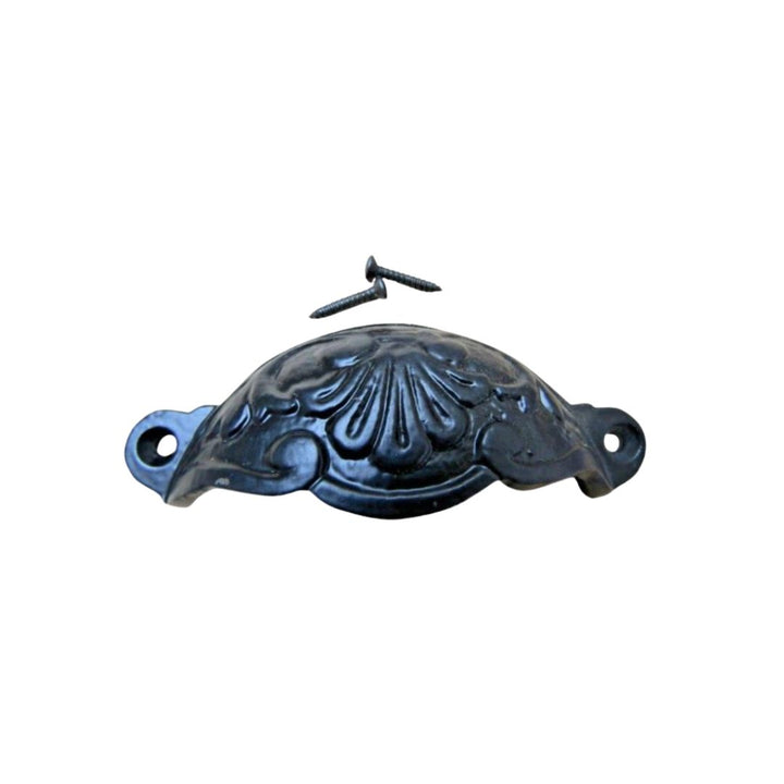 Floral Cup Pull Handle Black on Iron
