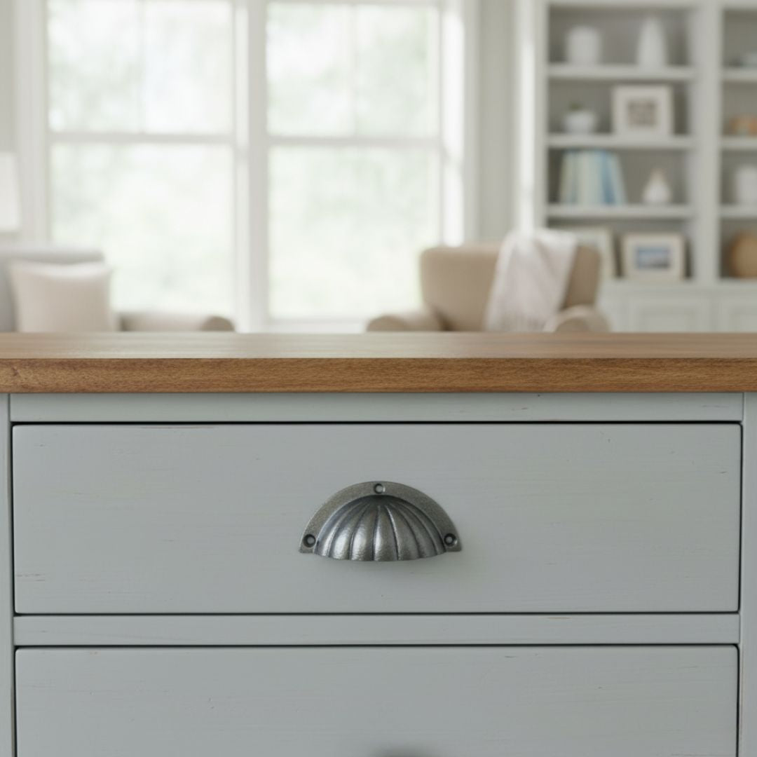 Fluted Cup Pull Handle Antique on Iron