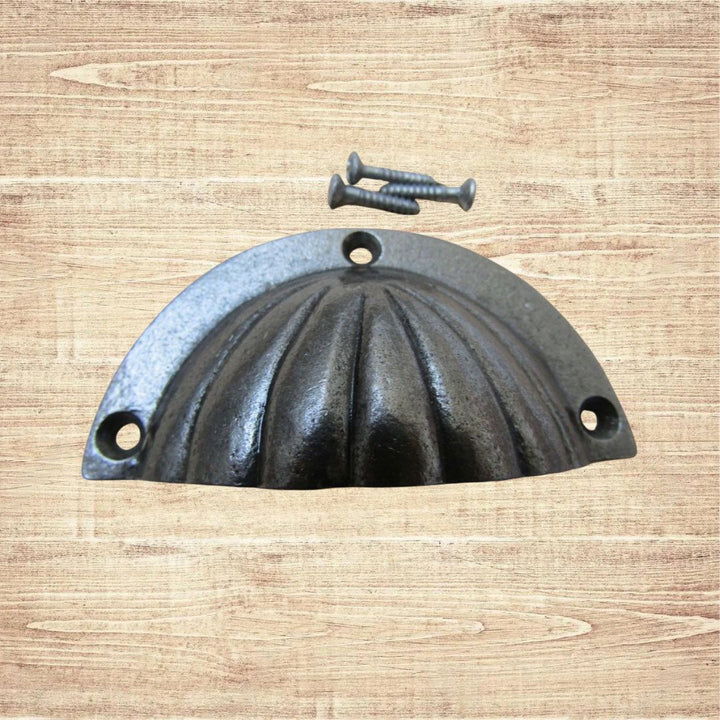 Fluted Cup Pull Handle Antique on Iron