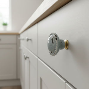 French Grey Glazed Cabinet Knob 40mm